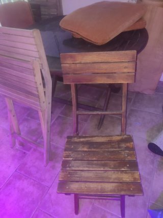 Mesa redonda plegable jardín madera