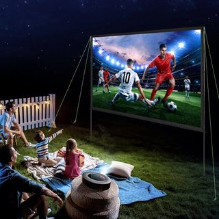 Pantalla de Proyector con Soporte, Pantalla de Película Exterior de 120 pulgadas 16:9 4K 1080 HD con Soporte, Pantalla de Proyección Sin Arrugas con Patas de Barra y Bolsa de Transporte, para Cine...