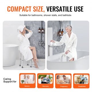 Silla de Ducha para Ducha Interior, Taburete de Ducha de Altura Ajustable, Banco Antideslizante para Baño para Adultos Mayores Discapacitados, Capacidad de 136.1 kg