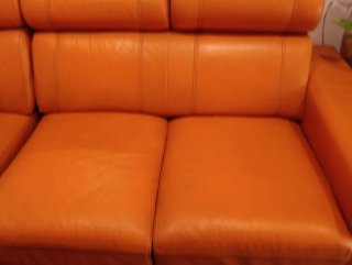 Sofá cheslong piel naranja Asientos extraíbles