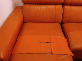 Sofá cheslong piel naranja Asientos extraíbles