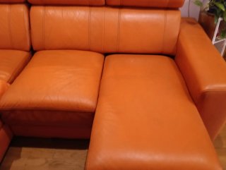 Sofá cheslong piel naranja Asientos extraíbles