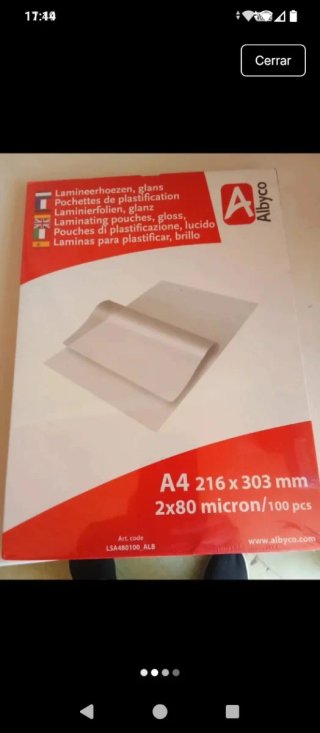 Láminas para plastificar A4 Albyco 2x80 micras