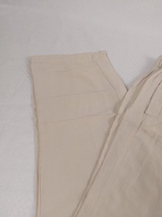 Pantaloni Lino Beige Gamba Ampia