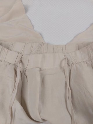 Pantaloni Lino Beige Gamba Ampia