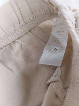 Pantaloni Lino Beige Gamba Ampia