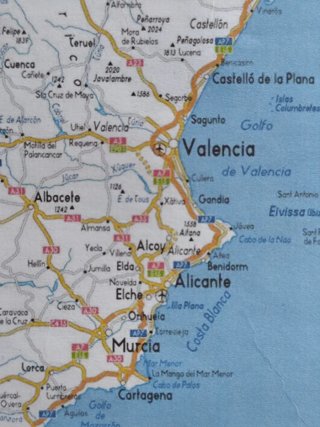 mapa de carreteras del este español impreso color