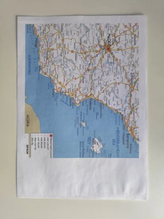 mapa de carreteras del este español impreso color