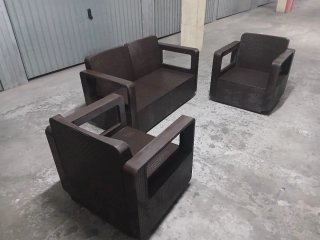 Conjunto Muebles Exterior Ratán Marrón