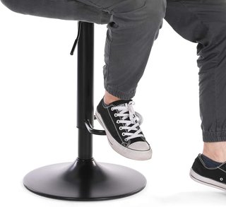 Taburetes de Bar, Set de 2, Taburetes de Cocina con Superficie de Terciopelo, Altura Ajustable, Silla de Cocina Giratoria con Respaldo y Reposapiés, Gris Oscuro