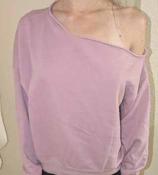 Jersey escote asimétrico rosa mujer