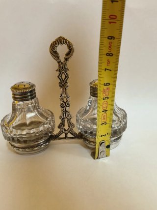 Salero y pimentero cristal y plata