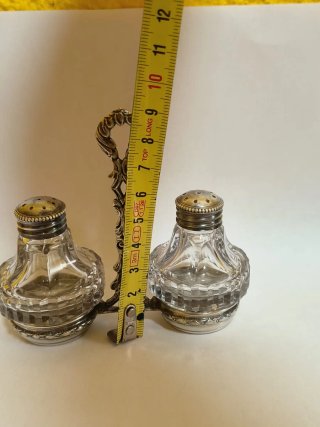 Salero y pimentero cristal y plata