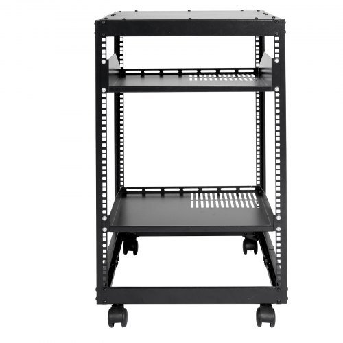 Rack de Servidor Abierto de 15U, Profundidad Ajustable de 58.5-101.6cm/23-40 in, Rack de Servidor de Red Montado en Pared o Independiente, Rack AV de 4 Postes con Ruedas, Soporta Todo Su Equipo de...