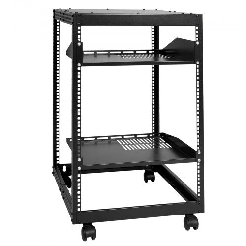 Rack de Servidor Abierto de 15U, Profundidad Ajustable de 58.5-101.6cm/23-40 in, Rack de Servidor de Red Montado en Pared o Independiente, Rack AV de 4 Postes con Ruedas, Soporta Todo Su Equipo de...