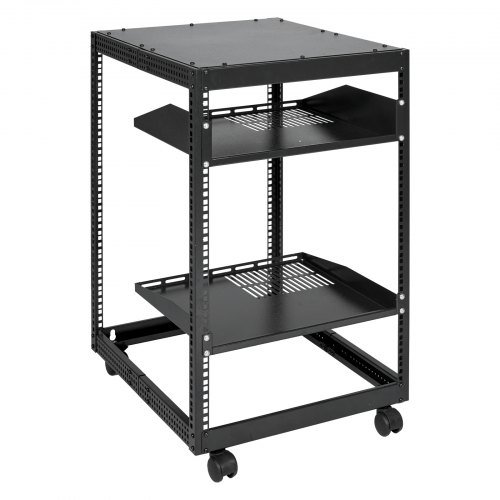 Rack de Servidor Abierto de 15U, Profundidad Ajustable de 58.5-101.6cm/23-40 in, Rack de Servidor de Red Montado en Pared o Independiente, Rack AV de 4 Postes con Ruedas, Soporta Todo Su Equipo de...