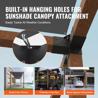 Kit de Soporte para Pérgola 10.2 cm x 10.2 cm, Tamaño Interno 9.1 cm x 9.1 cm 2pcs Soporte de Esquina de 4 Vías de Alta Resistencia para Trabajos en Madera, Kit de Base para Poste de Instalación F...