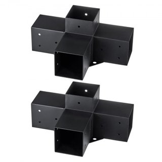 Kit de Soporte para Pérgola 10.2 cm x 10.2 cm, Tamaño Interno 9.1 cm x 9.1 cm 2pcs Soporte de Esquina de 4 Vías de Alta Resistencia para Trabajos en Madera, Kit de Base para Poste de Instalación F...