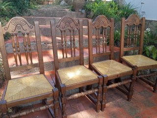 Sillas de madera maciza estilo vintage, pack de 4.