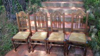 Sillas de madera maciza estilo vintage, pack de 4.