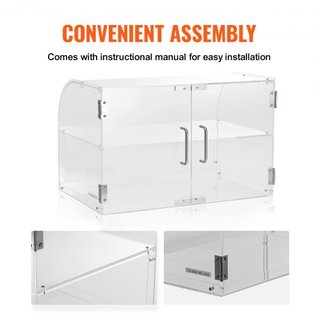 Exhibidor de Pasteles, Exhibidor de Pastelería Comercial de Mostrador de 2 Niveles, Caja de Acrílico con Acceso por Puerta Trasera y Estantes Extraíbles, Mantiene Frescos Donas, Bagels, Pasteles, ...