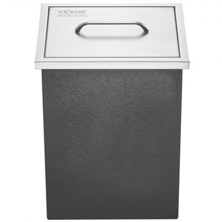 Cajón de Hielo Integrado, 14"L x 12"W x 18"H Enfriador de Acero Inoxidable, Bin de Hielo Comercial con Tapa, Bar de Hielo para Cocina Exterior de 40 qt, Incluye Tubería de Drenaje y Tapón de Drena...