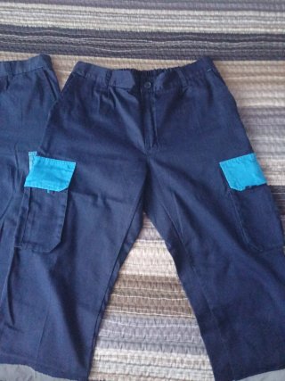 Pantalon trabajo azul, reflectante gris. Talla 44