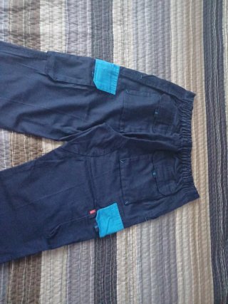 Pantalon trabajo azul, reflectante gris. Talla 44