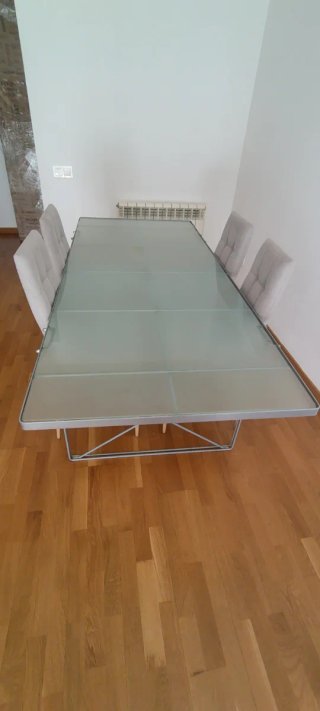 Mesa cristal y hierro seminueva 2x0.85 mts