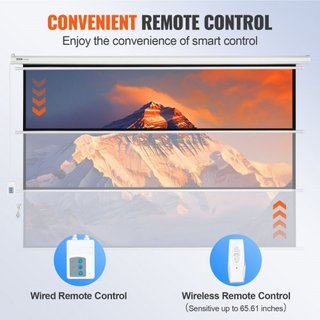Pantalla de Proyector Motorizada, Pantalla de Proyector Eléctrica 100 pulgadas 16:9 4K 1080 HD, Pantalla de Proyección Automática con Control Remoto, Pantalla de Película Montada en Pared para el ...