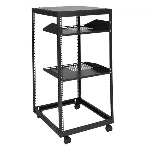 Rack de Servidor Abierto de 20U, Profundidad Ajustable de 58.5-101.6cm/223-40 in, Rack de Servidor de Red Montado en Pared o Independiente, Rack AV de 4 Postes con Ruedas, Soporta Todo Su Equipo d...