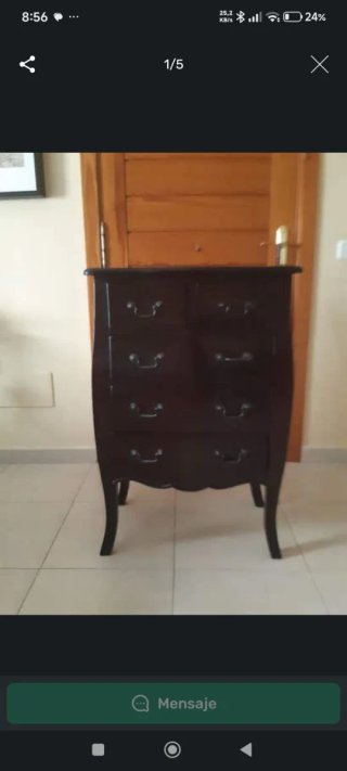 Cómoda abombada patas curva madera