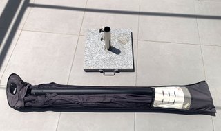 Sombrilla terraza gris 300cm + base granito