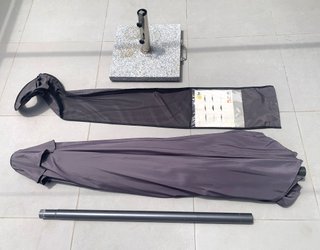 Sombrilla terraza gris 300cm + base granito
