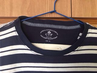 Camiseta Cortefiel Rayas Azul y Blanca Talla XL