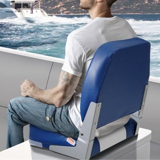 Asiento de Barco, Asiento de Barco de Respaldo Bajo de 18.9", Silla de Barco Plegable con Acolchado de Esponja Engrosada y Bisagra, Silla de Capitán de Barco Plegable para Barco de Pesca, Barco de...