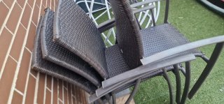 4 Sillas Exterior Mimbre y Metal