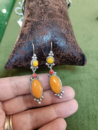 Pendientes antiguos plata y pedrería