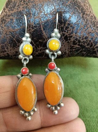 Pendientes antiguos plata y pedrería