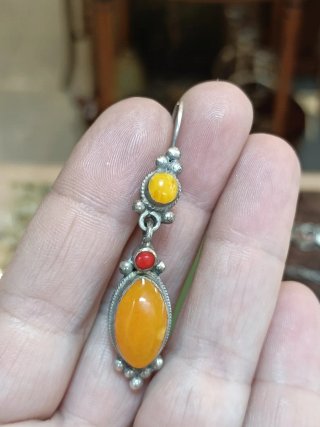 Pendientes antiguos plata y pedrería