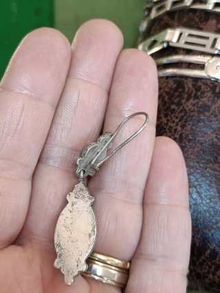Pendientes antiguos plata y pedrería