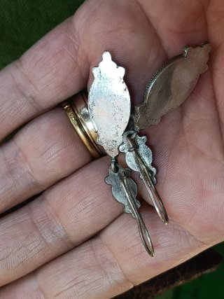 Pendientes antiguos plata y pedrería