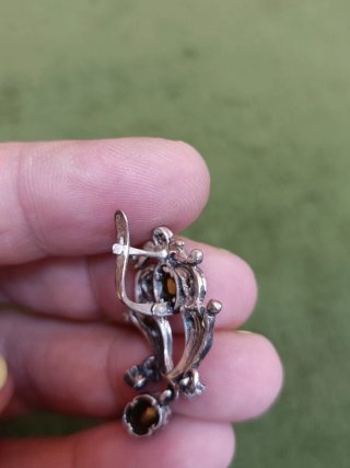 Pendientes Antiguos Plata y Pedrería Morada