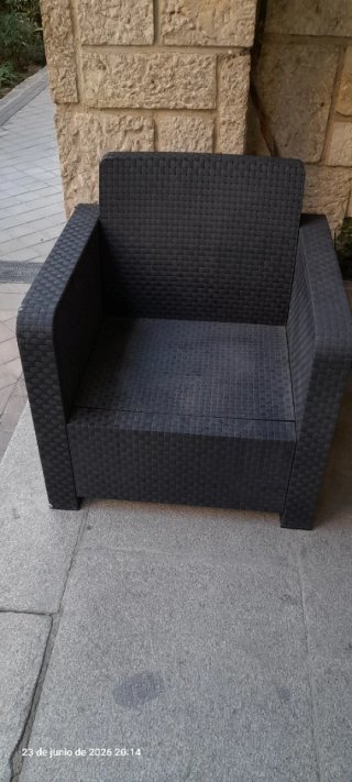 Sillón de exterior ratán negro