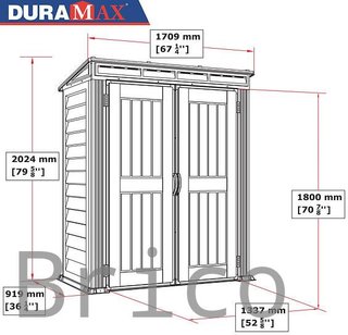 Caseta PVC Yardmate Pent Plus 91x170x202 cm - Duramax