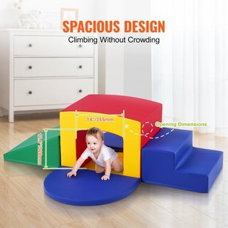 Juguetes de Escalada para Niños Pequeños en Interior, Equipo de Juego Suave de 5 Piezas para Escalar, Gatear y Túnel, Juguetes de Espuma para Escalar, Laberinto de Túneles para Niños con Escaleras...
