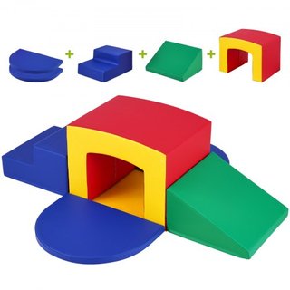 Juguetes de Escalada para Niños Pequeños en Interior, Equipo de Juego Suave de 5 Piezas para Escalar, Gatear y Túnel, Juguetes de Espuma para Escalar, Laberinto de Túneles para Niños con Escaleras...