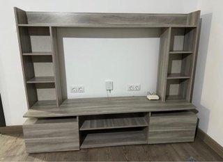 HUELVA. Mueble de salón modular gris y marrón