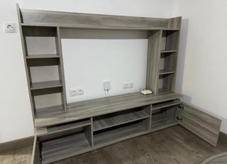 HUELVA. Mueble de salón modular gris y marrón