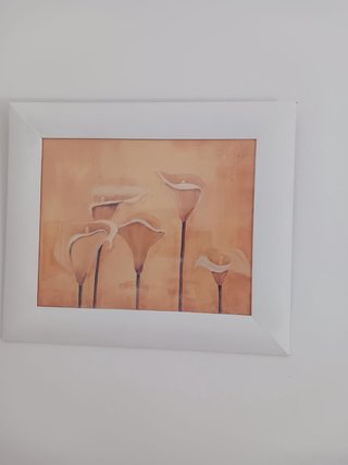 Cuadro flores Calla Liles beige Marco de madera